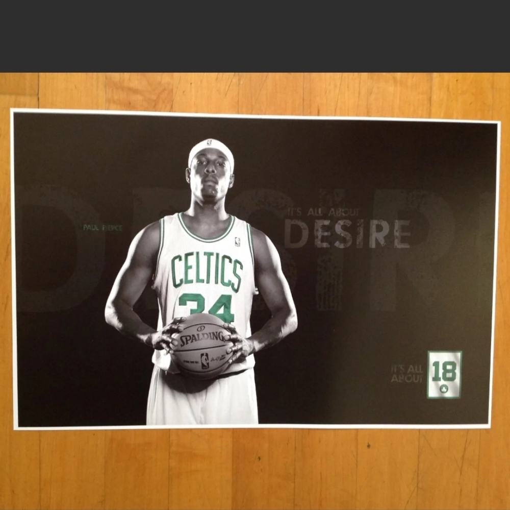 Paul Pierce Boston Celtics "Its All About Desire" Poster 17 X 11 New